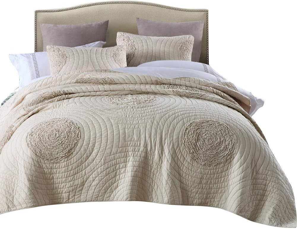 King Taupe Cotton Quilt Set with Shams S2185
