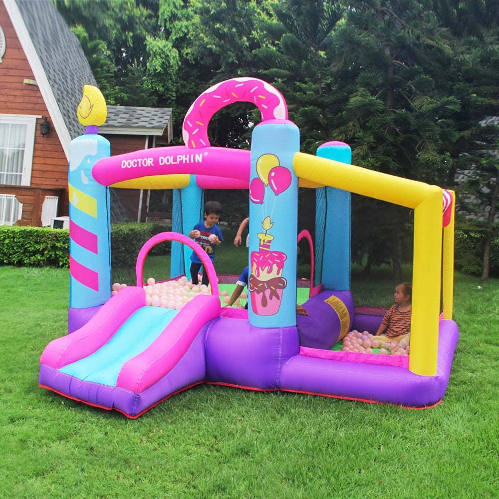 Inflatable Slide Bouncer House with Ball Pool and Storage Bag J2665