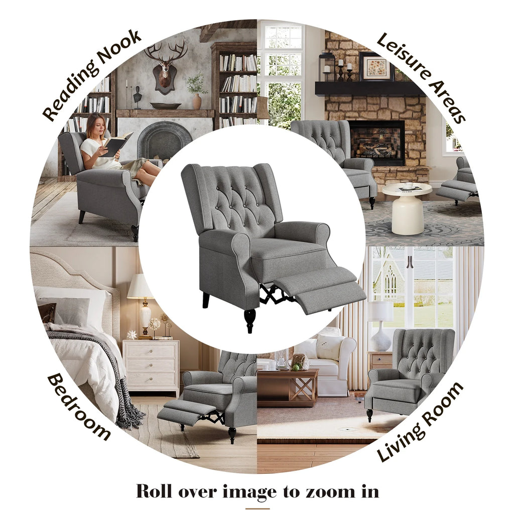 Dark Grey Upholstered Recliner Chair A685932