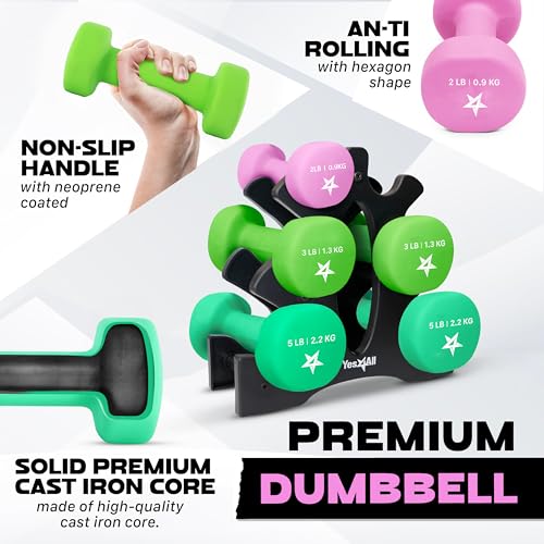 Neoprene Coated Dumbbell Hand Weight Sets with Rack J560729