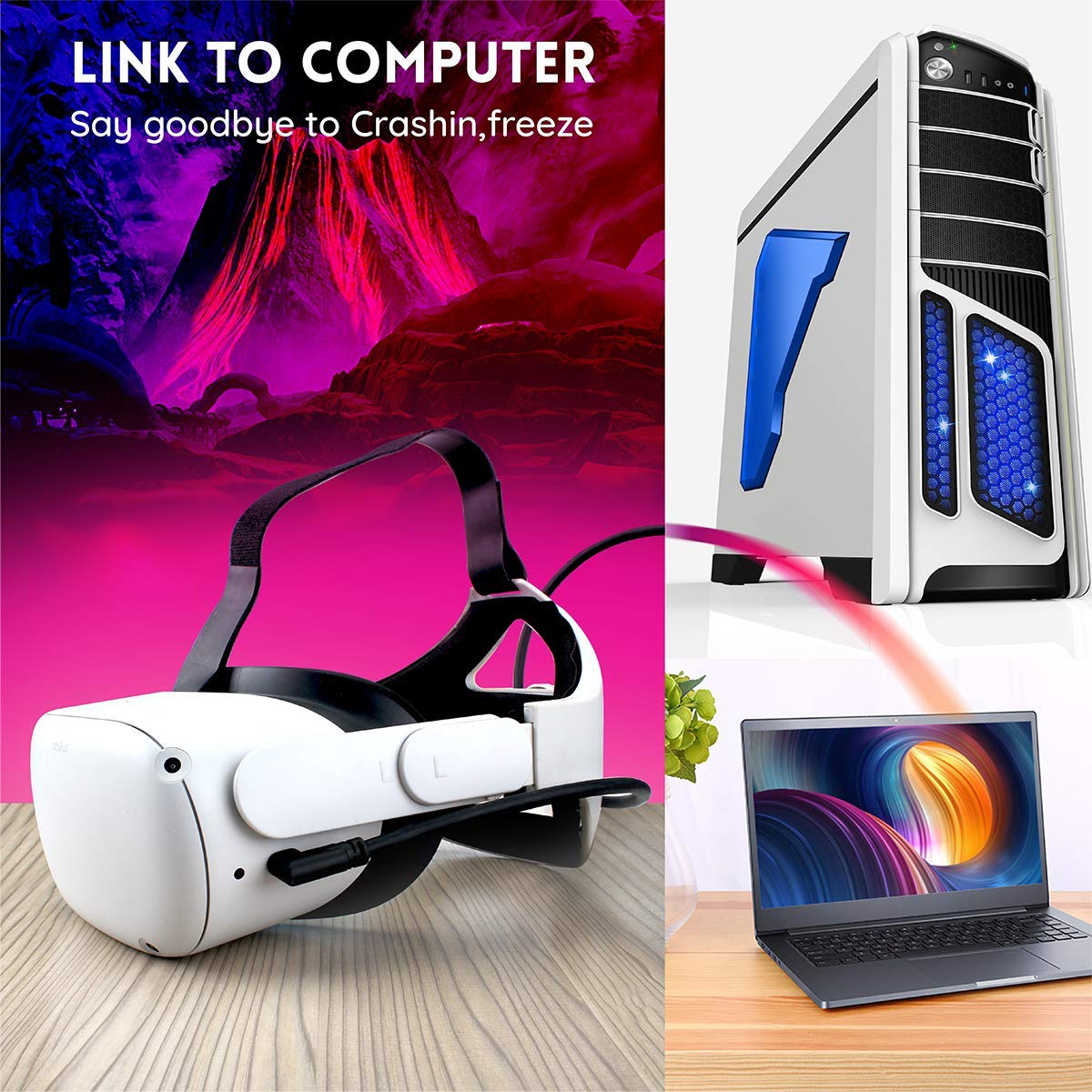 USB 3.0 to Type C Link Cable for Oculus Quest 2 (10ft 3m) Pack of 2 L522771