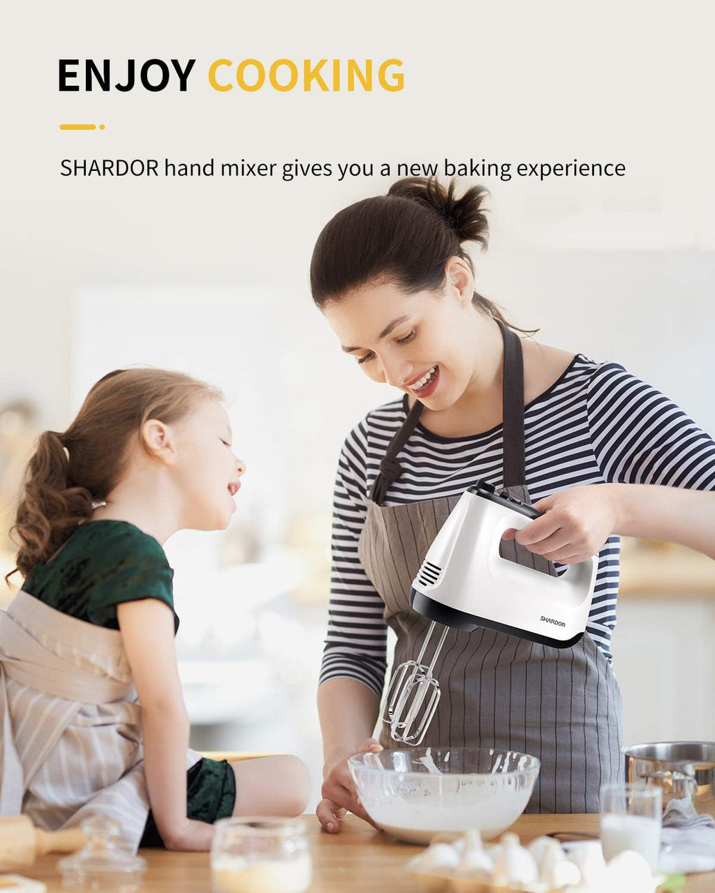 White 6 Speed Handheld Mixer with 5 Stainless Steel Accessories R5317