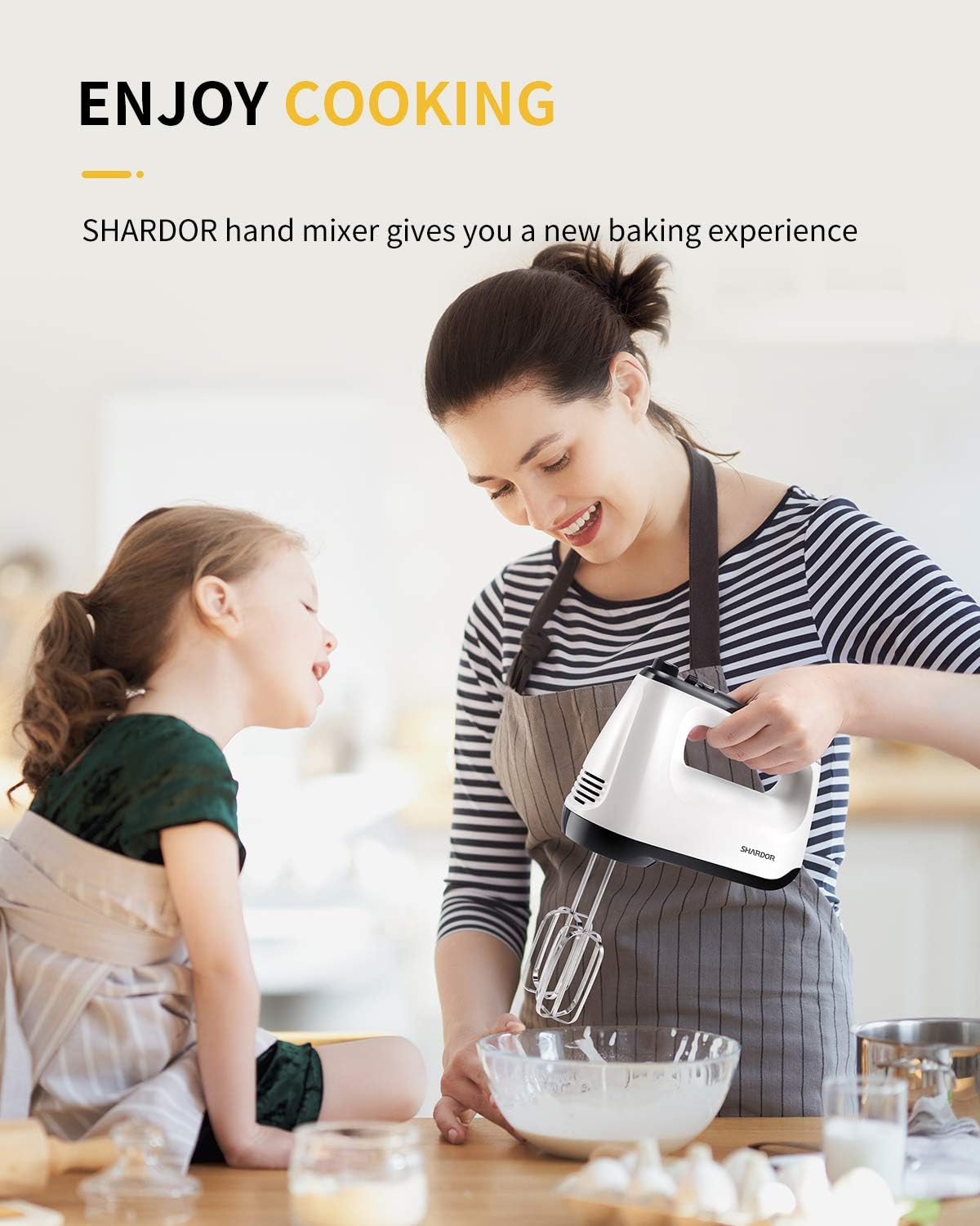 White 6 Speed Handheld Mixer with 5 Stainless Steel Accessories R5317
