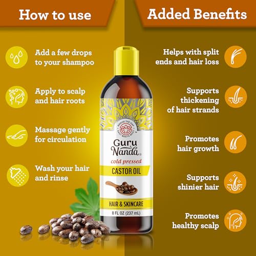 8 Fl oz 100% Pure Cold Pressed Castor Oil H376761