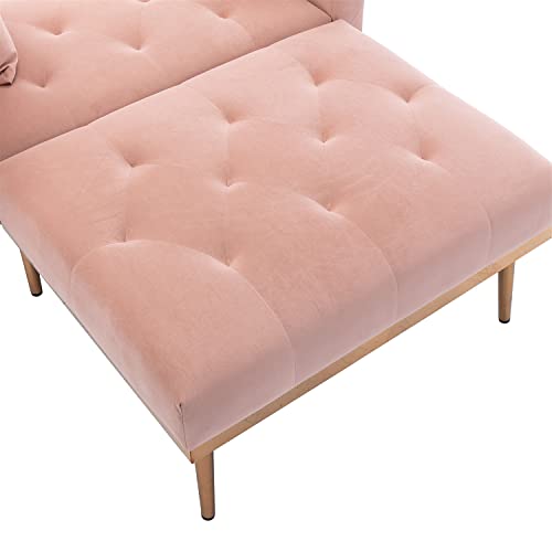 Beige Velvet Chaise Lounge Chair with Adjustable Backrest R43144