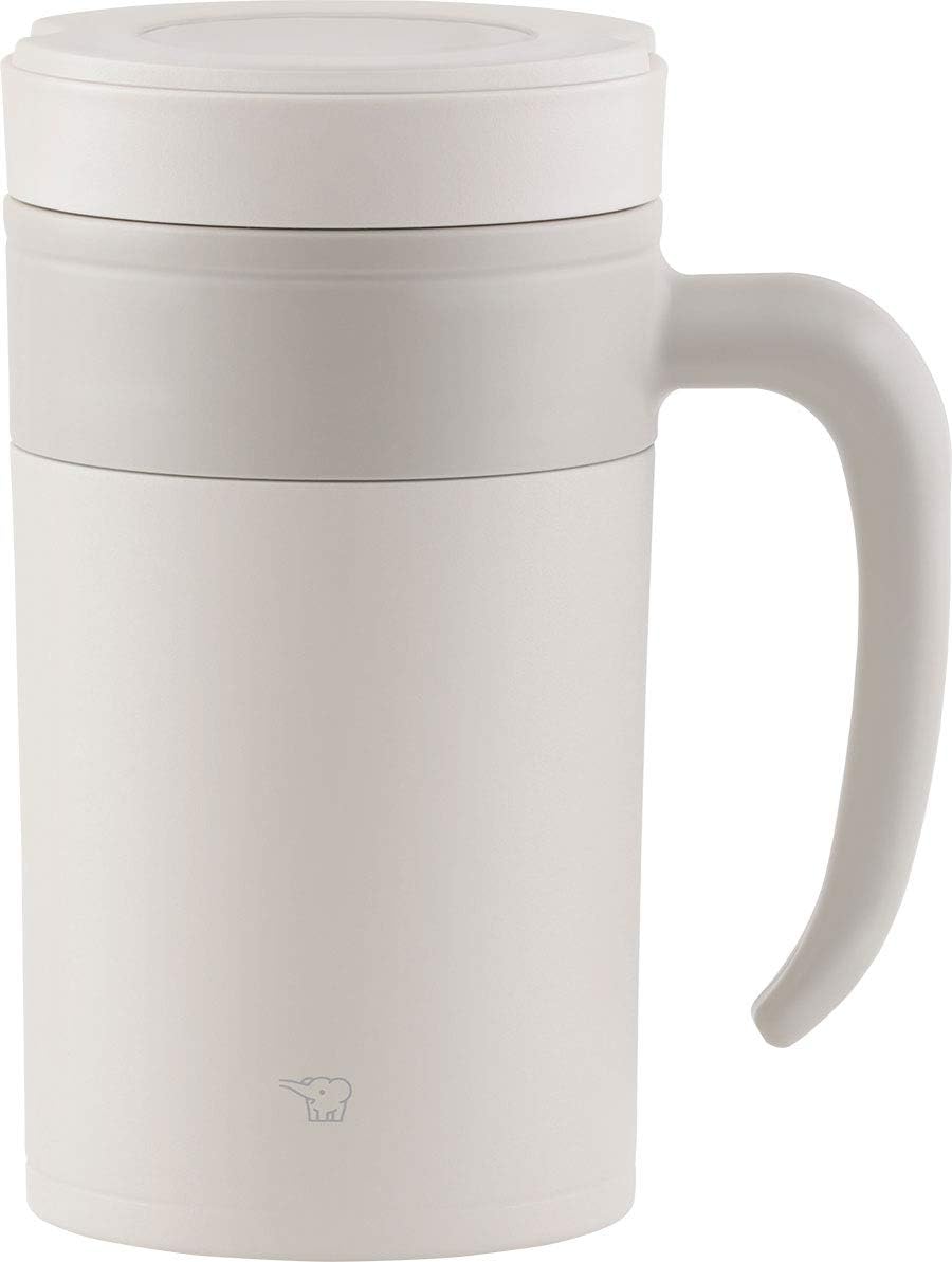 Off White 16-Ounce Stainless Tea Tumbler with Handle W9470