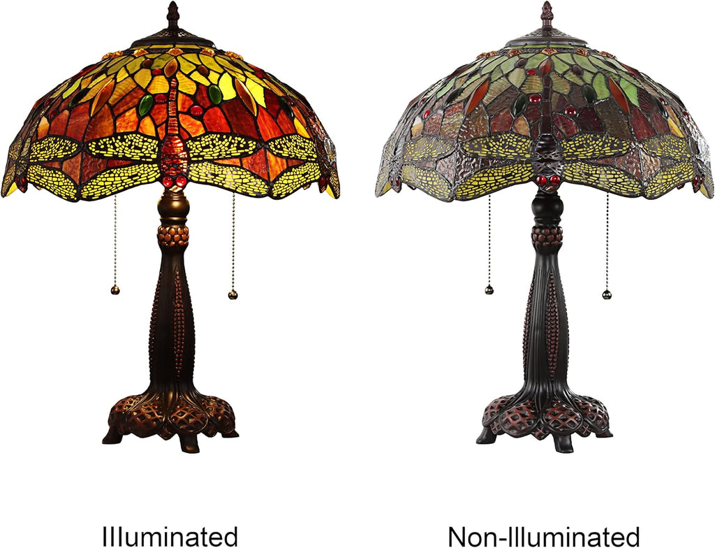 Tiffany-Style 2 Light Dragonfly Table Lamp 16" Shade F579449