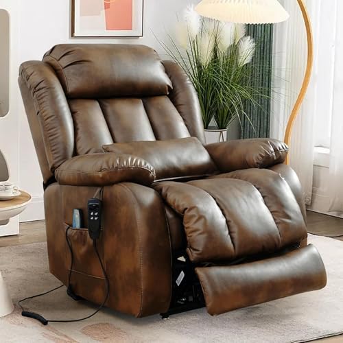 Large Genuine Leather Power Lift Recliner Chair with Massage and Heating T736428
