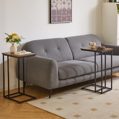 C Shaped Faux Marble Side Table Set of 2 O227