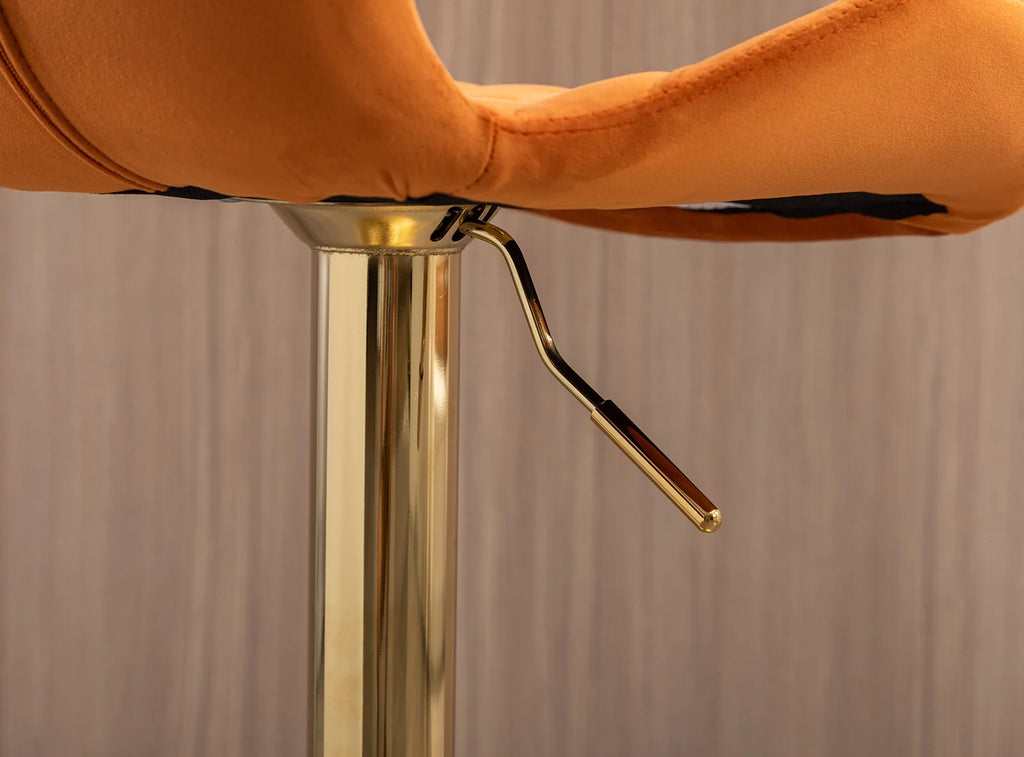 Orange Velvet Adjustable Swivel Bar Stools Set of 2 M246445