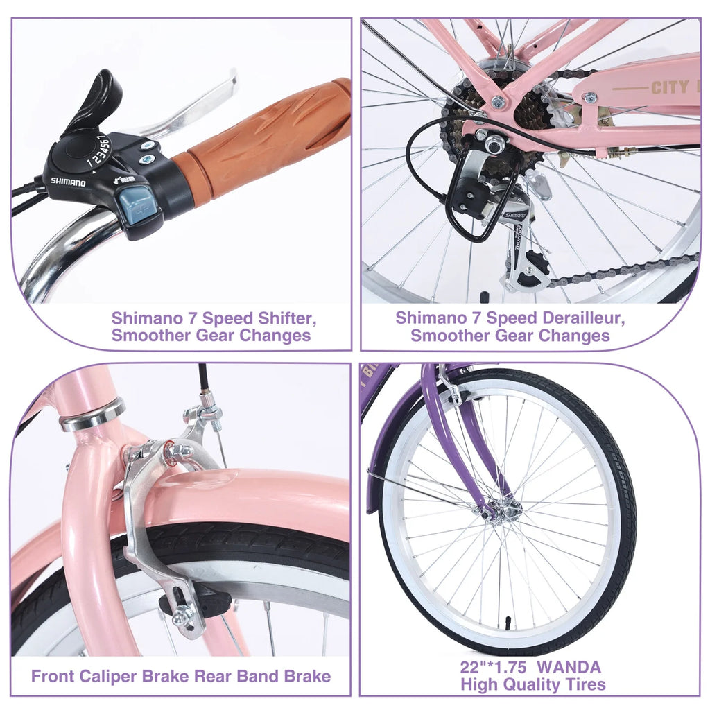 22 Inch 7 Speed Aluminium Alloy Girls Bike V716