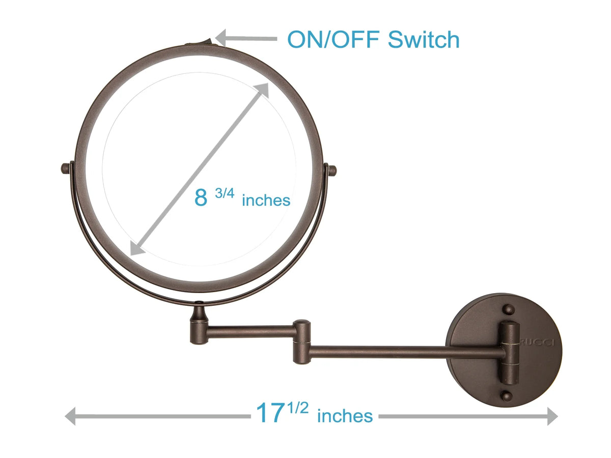 8.75" LED Lighted Wall Mount Mirror with 10x/1x Magnification Y932