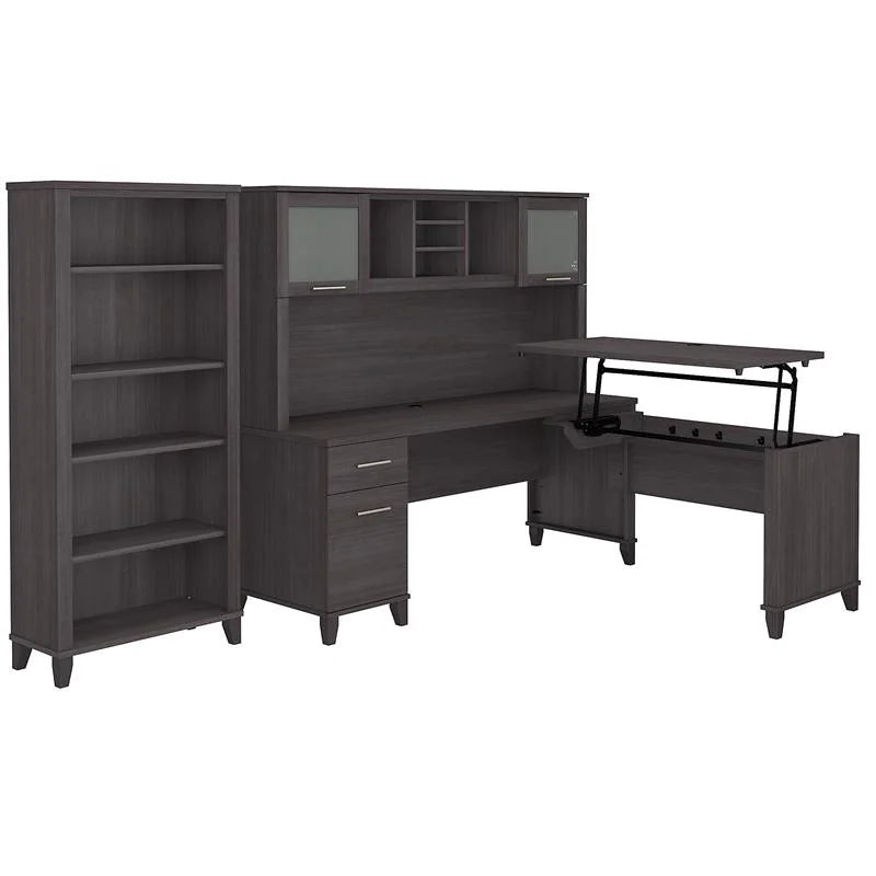 Sit to Stand Desk Set with Bookcase A612