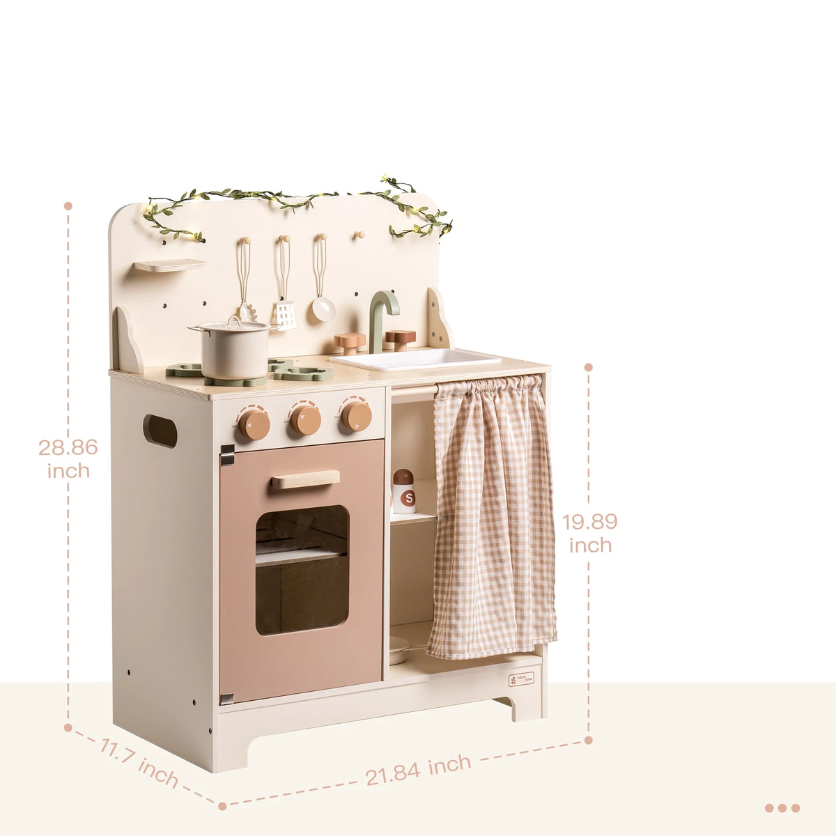 Cream Wooden Kids Kitchen Playset with Apron and Gloves T9795
