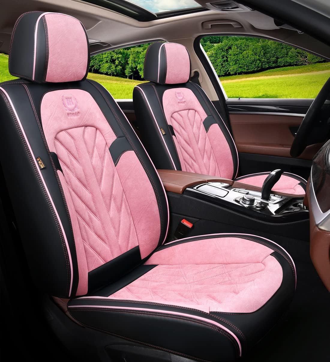 Pink-White Universal 5-Seater Full Set Car Seat Covers R89686