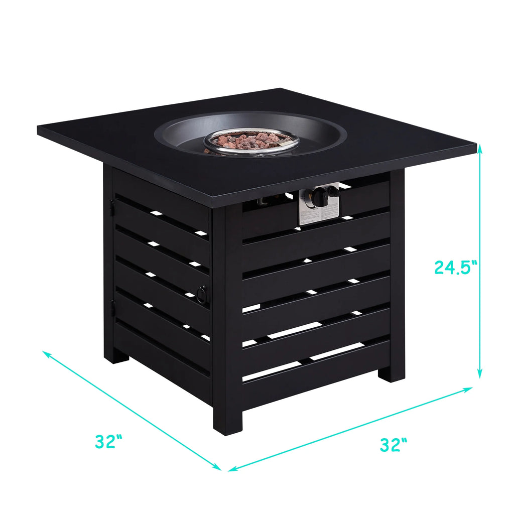 32" Gas Fire Pit Table 50,000 BTU with Waterproof Cover Y396