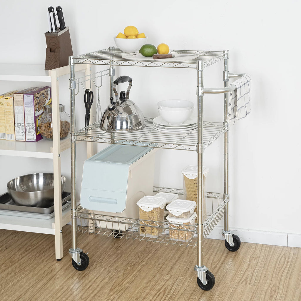 Wire 3-Tier Storage Shelf Unit White E882