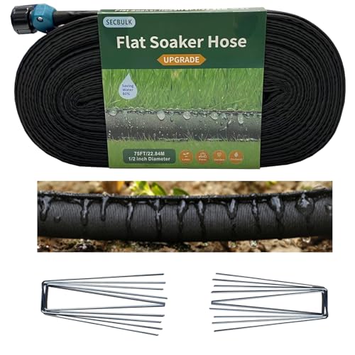 Flat Soaker Hose 100 ft with Stakes I55529