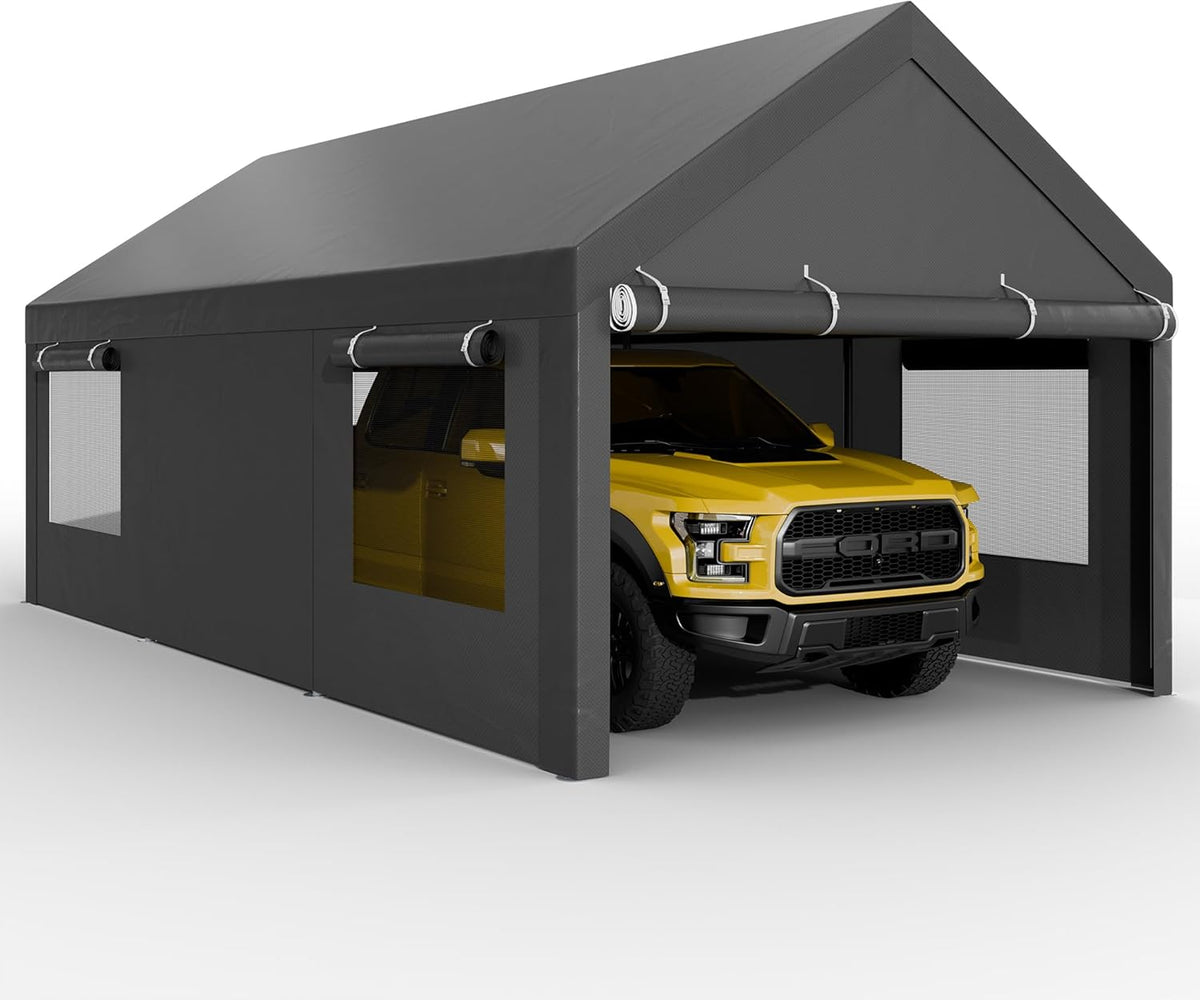 10x18.5 ft Heavy Duty Car Canopy with Roll-up Windows Z693