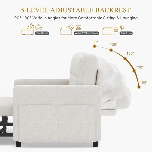 Grey 3-in-1 Convertible Sofa Bed with Pull-Out Bed O26565