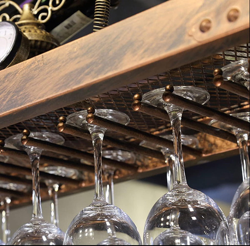 Coppery Bronze Metal Wall-Mounted Wine Glass Rack, 60x35cm U118