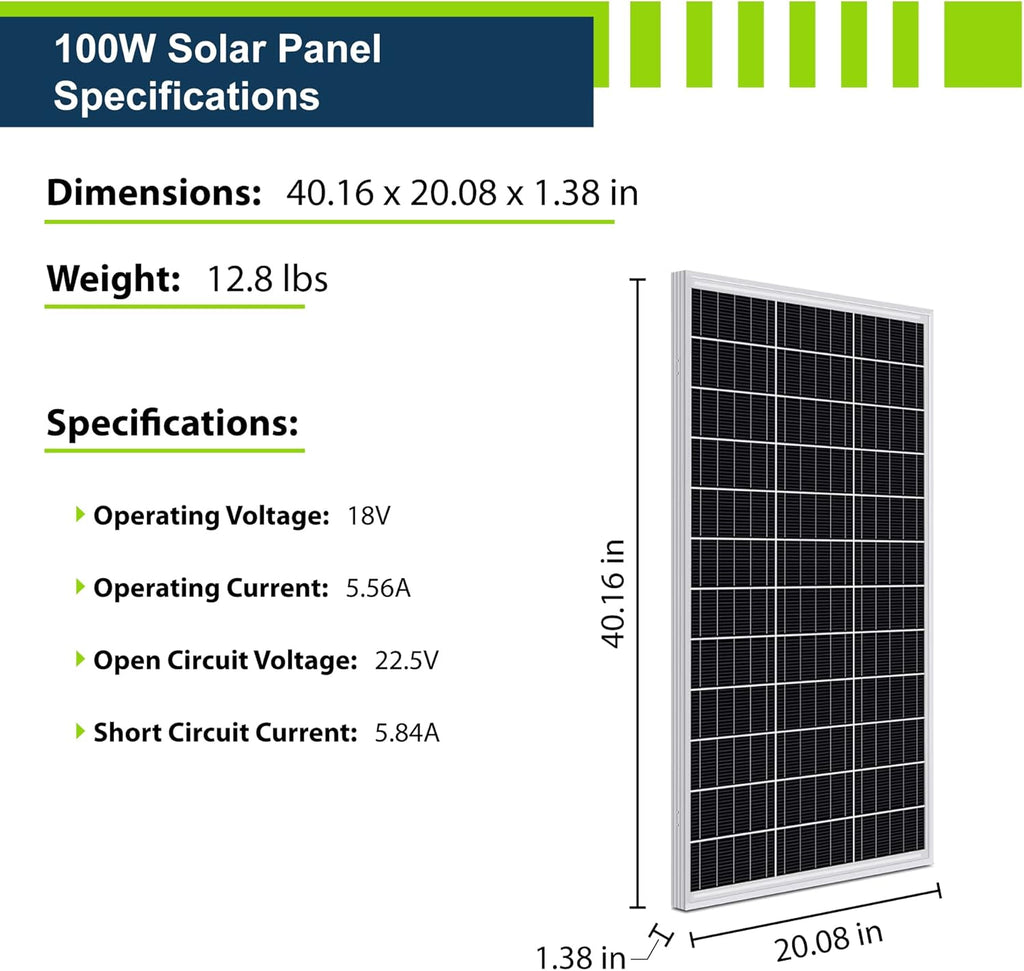 200W 12V Solar Power Kit with 200W Mono Rigid Solar Panels and 20A MPPT Solar Charge Controller O45996