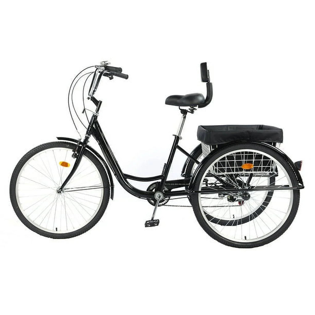 26 Inch 7-Speed 3-Wheel Bike (Black) M145