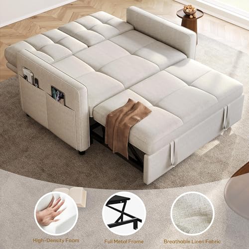 Grey 3-in-1 Convertible Sofa Bed with Pull-Out Bed O26565