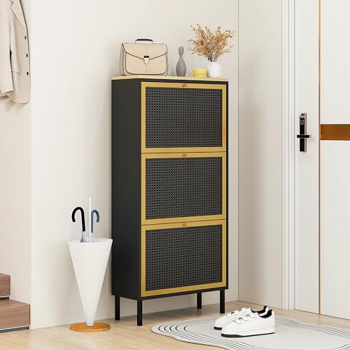 Natural Rattan Shoe Cabinet with 3 Flip Drawers P461