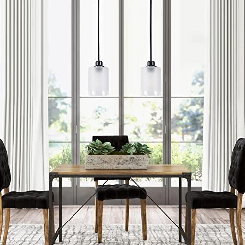 3 Pack 1-Light Industrial Farmhouse Pendant Ceiling Light Frosted Glass Black Finish S5000