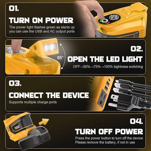 200W DC 20V to AC 110-120V Battery Inverter with 2 USB Ports, 1 Type-C, 1 AC Outlet Z338411