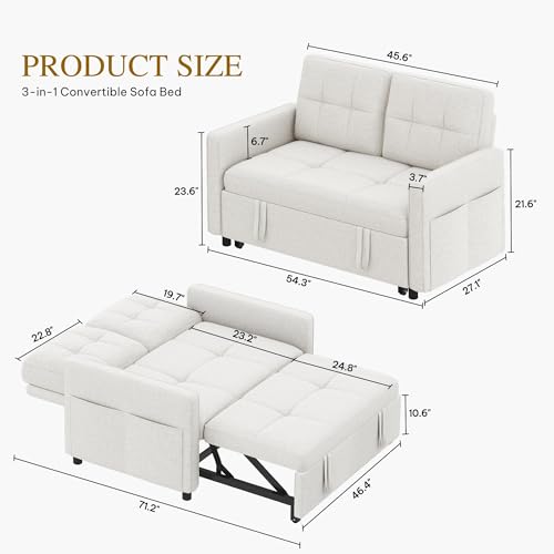 Grey 3-in-1 Convertible Sofa Bed with Pull-Out Bed O26565