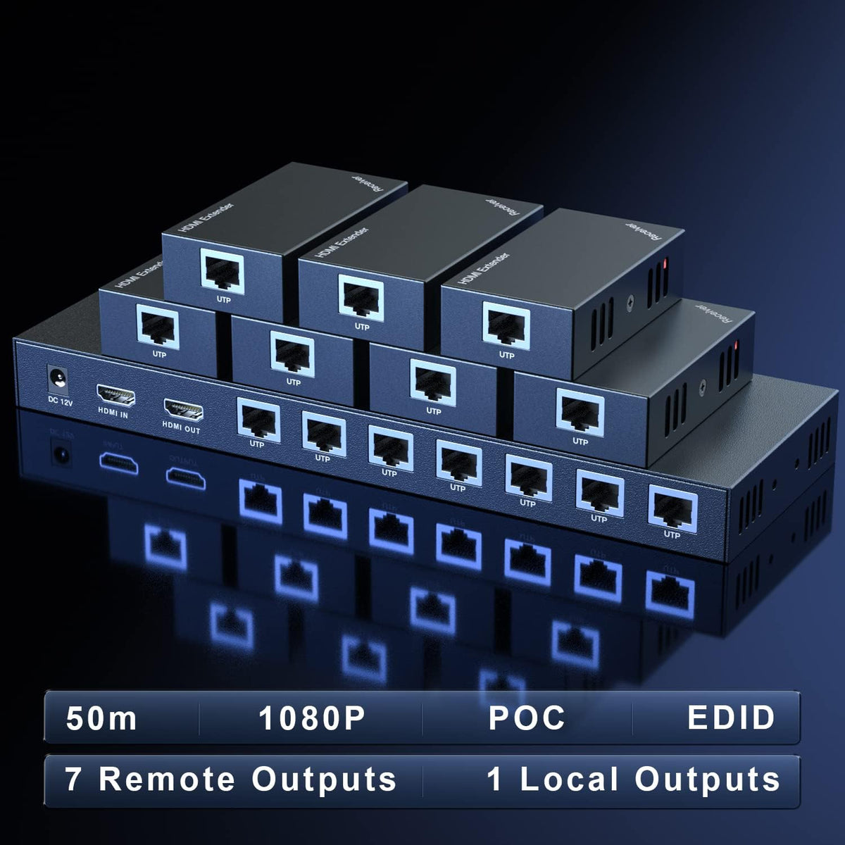 HDMI Extender Splitter 1x7 1080P 50m F74086