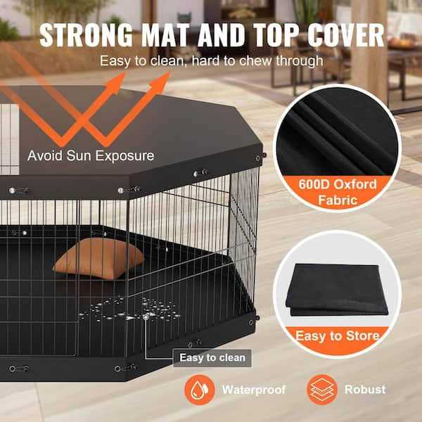 8 Panels Foldable Metal Dog Exercise Pen with Top Cover and Bottom Pad R36156