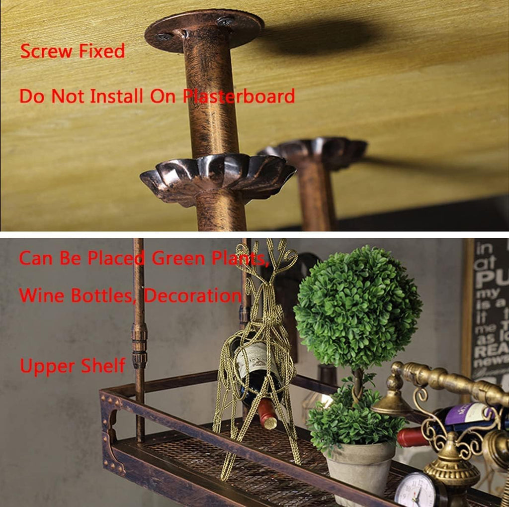 Coppery Bronze Metal Wall-Mounted Wine Glass Rack, 60x35cm U118
