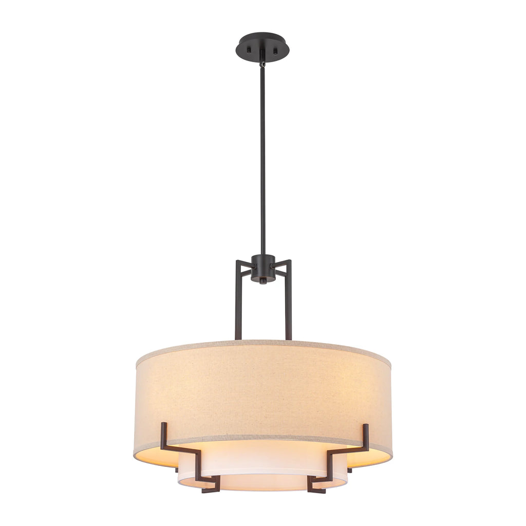 4-Light Dimmable Fabric Drum Shaded Chandelier B156359