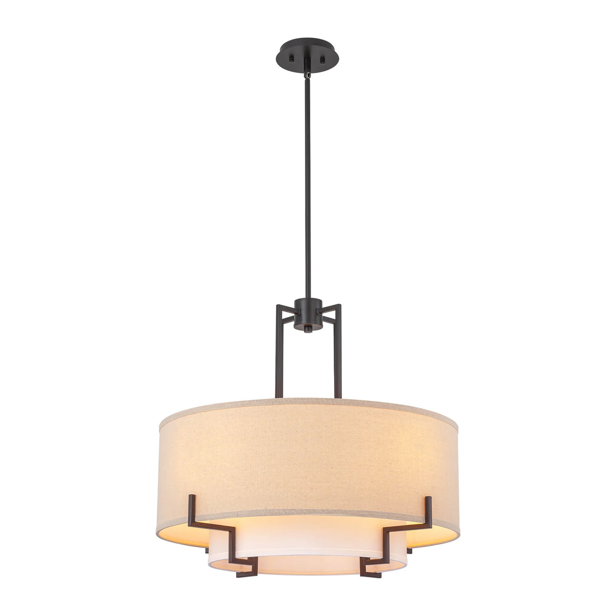 4-Light Dimmable Fabric Drum Shaded Chandelier B156359
