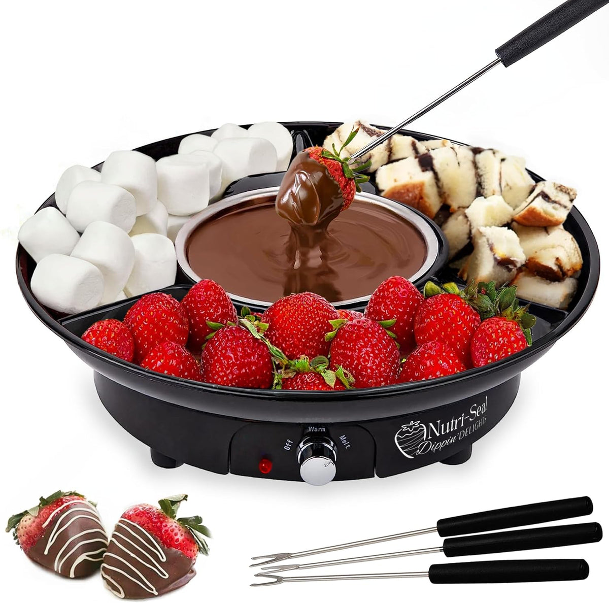 Electric Fondue Pot Set with 4 Roasting Forks M7914