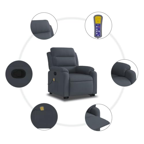 Dark Gray Velvet Power Lift Massage Recliner Armchair with USB N1562
