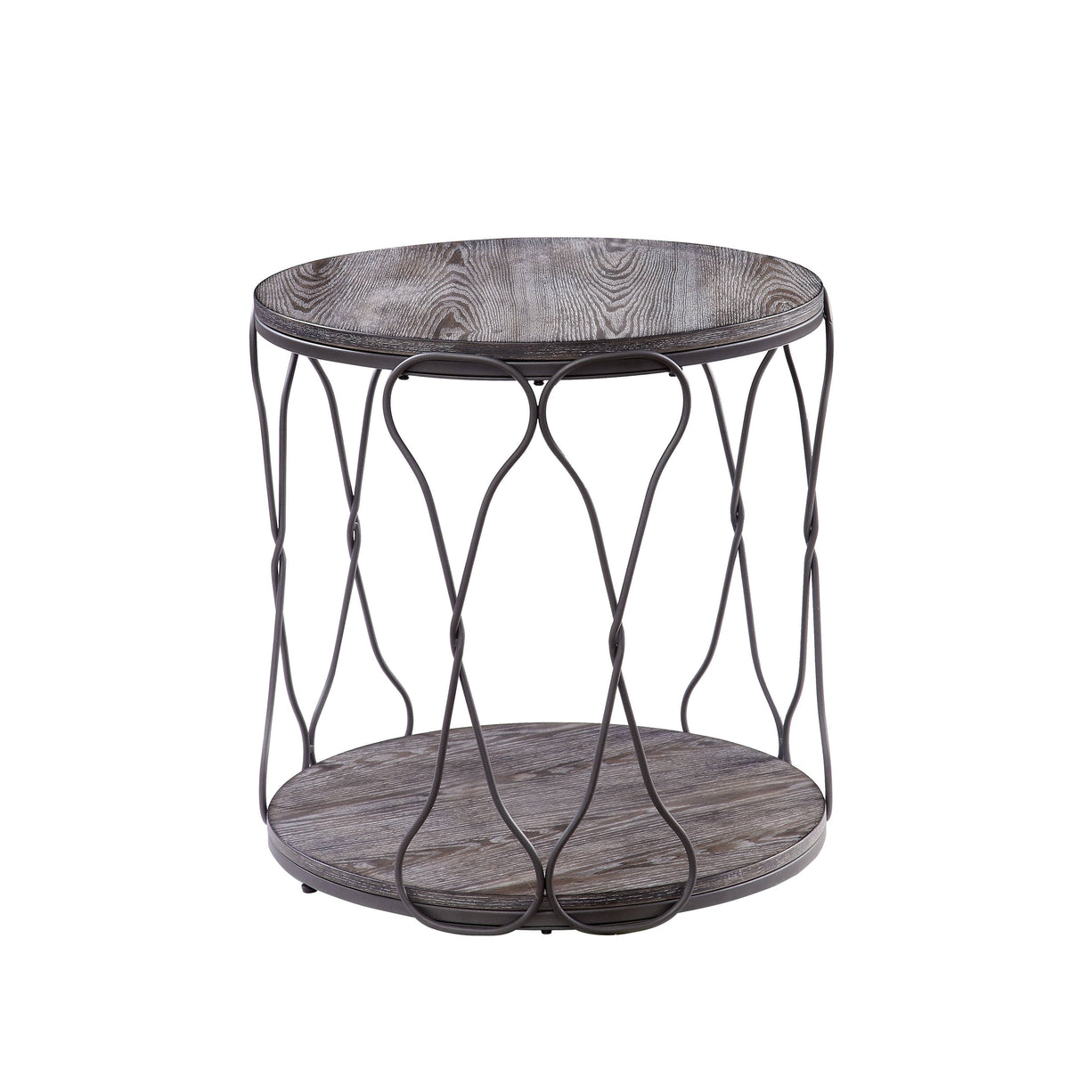 Rustic Grey Metal Round End Table C4233