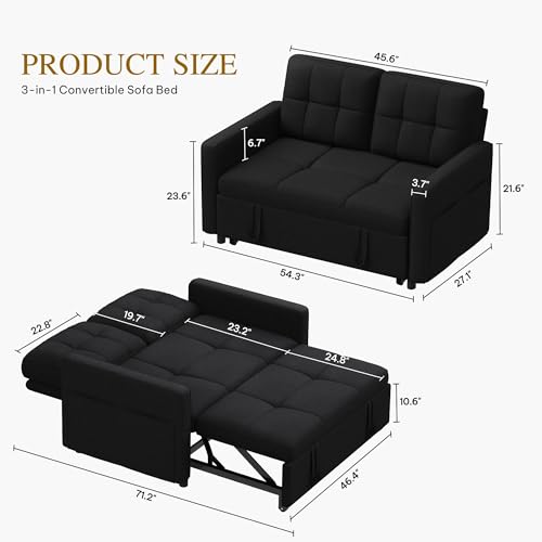 Grey 3-in-1 Convertible Sofa Bed with Pull-Out Bed O26565