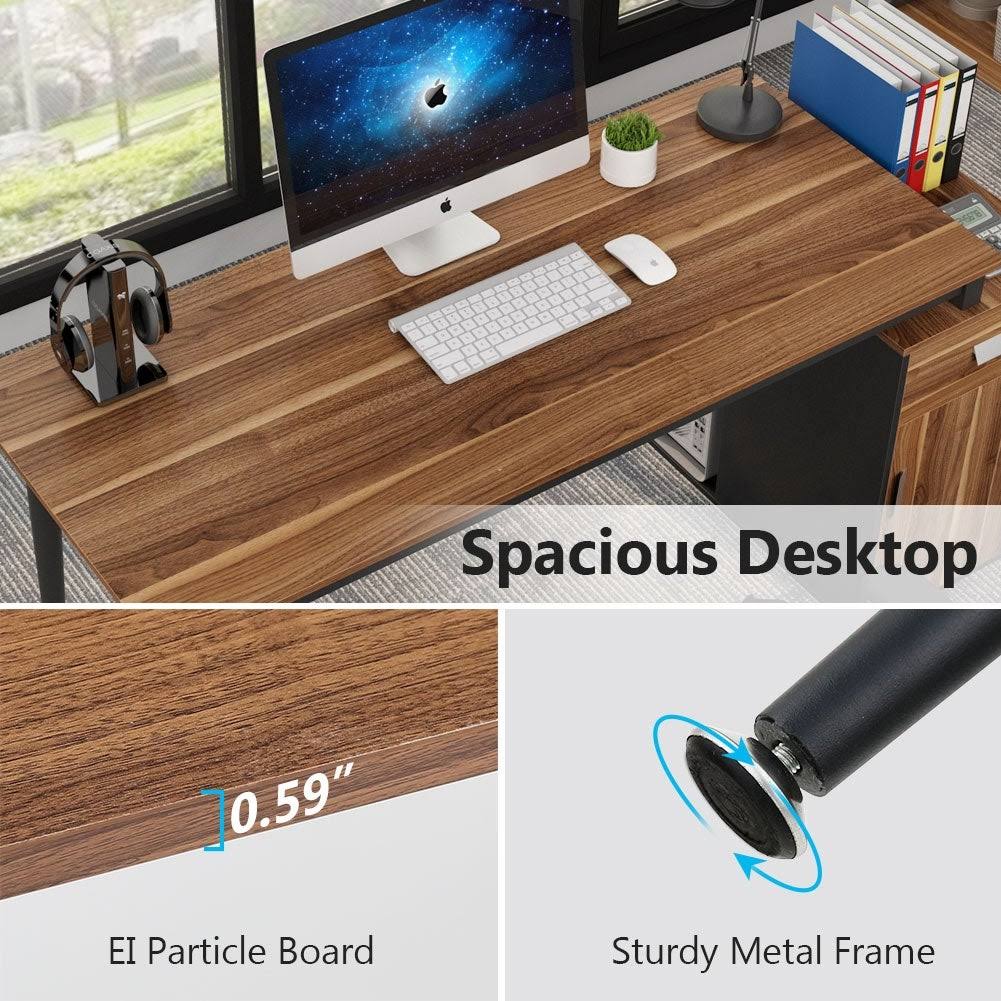 55 inch Computer Desk with Drawers and Storage Cabinet M6220