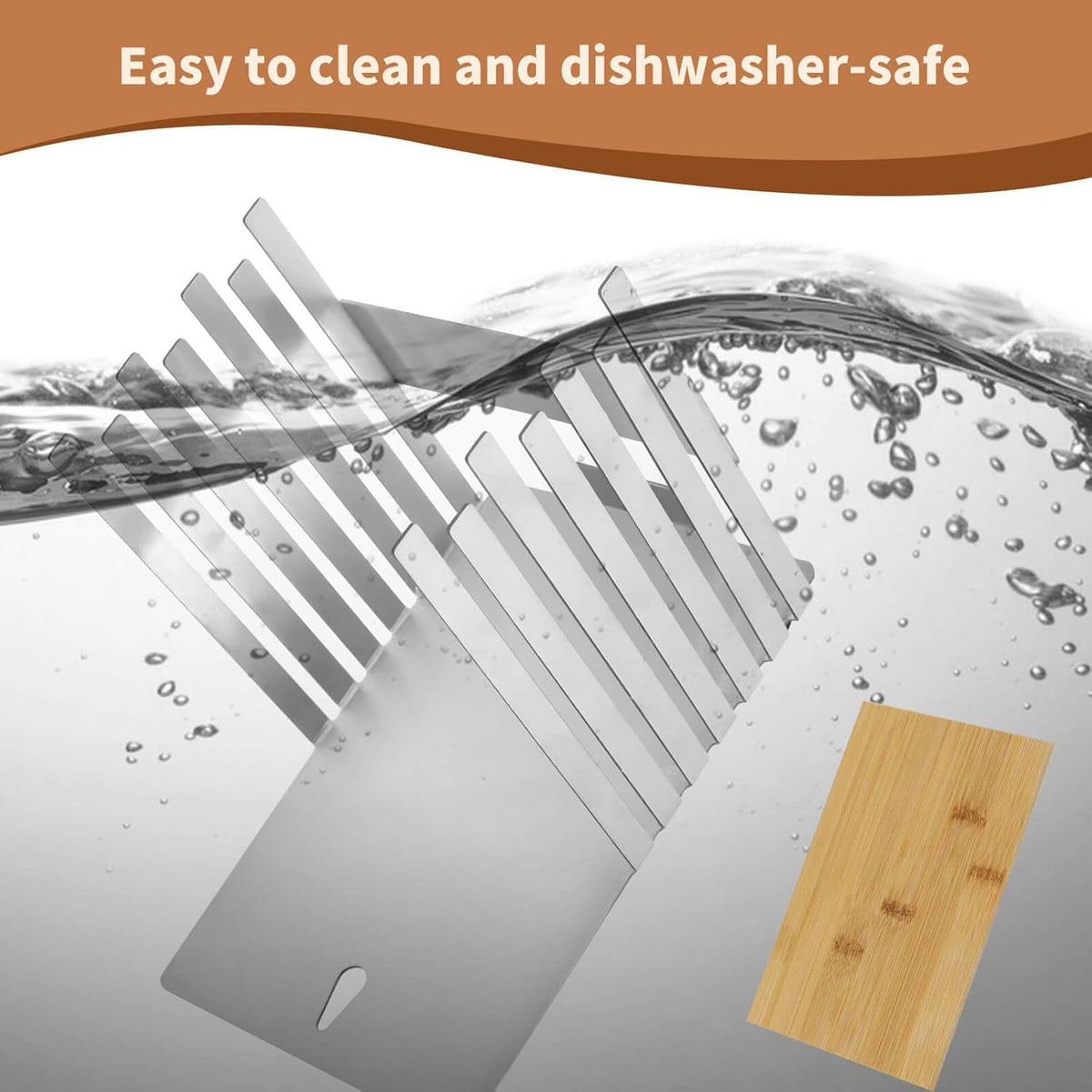Stainless Steel Bread Slicer with Bamboo Cutting Board Y76729