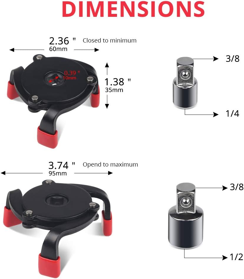 Universal Adjustable 3 Jaw Oil Filter Wrench Tool O5681
