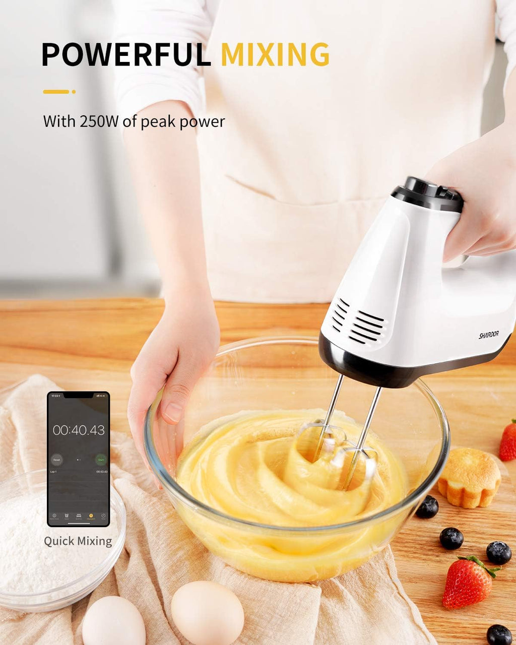White 6 Speed Handheld Mixer with 5 Stainless Steel Accessories R5317