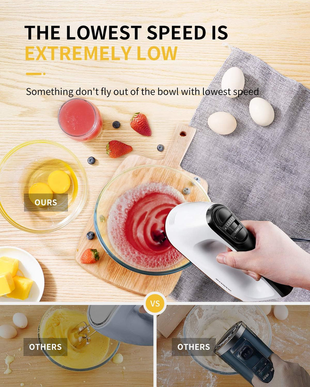 White 6 Speed Handheld Mixer with 5 Stainless Steel Accessories R5317