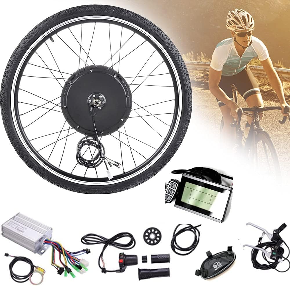 48V 1000W Front Hub Motor Brushless Gear Bicycle Electric Bike Conversion Kit with LCD Display for 26" Wheel T969531