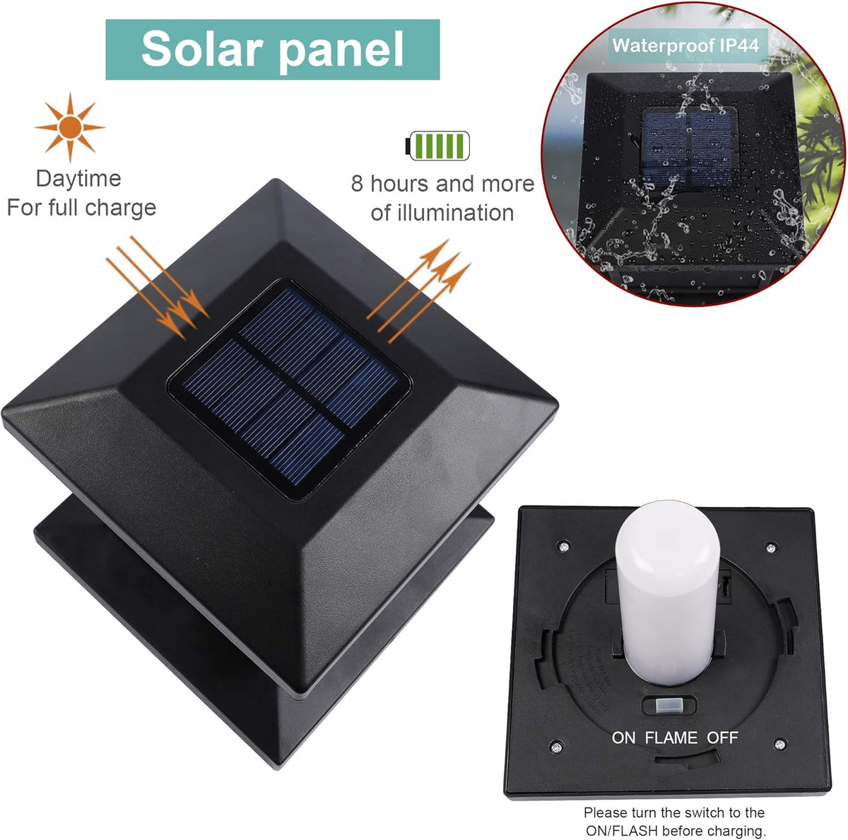 4 Pack Solar Flame Post Lights F124