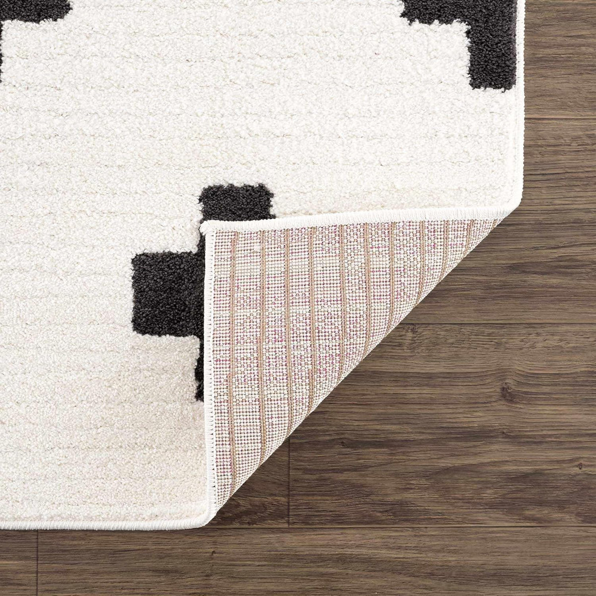 Black White 7'10" x 10'3" High Pile Area Rug J38144