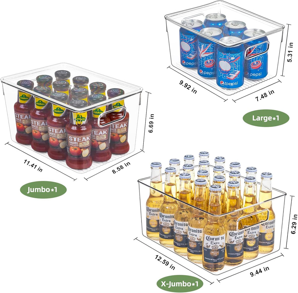 Clear Plastic Fridge Storage Bin, 9 PCS Stackable with Lids D944